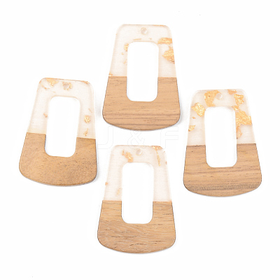 Transparent Resin & Walnut Wood Pendants RESI-S389-034A-B05-1