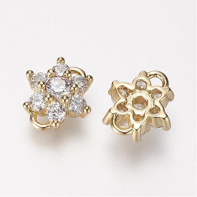 Brass Micro Pave Grade AAA Cubic Zirconia Links ZIRC-G086-13G-NR-1