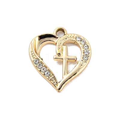 UV Plating Alloy Rhinestone Pendants PALLOY-D026-05G-1