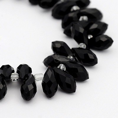 Electroplate Glass Faceted Teardrop Beads Strands EGLA-D014-14-1