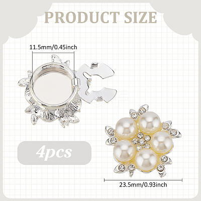 4Pcs Alloy Imitation Pearl Cufflinks BUTT-ME0001-03-1