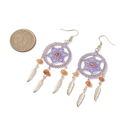 304 Stainless Steel with Glass Dangle with Natural Agate Stud Earring EJEW-MZ00185-02-1