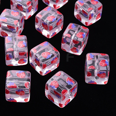 Transparent Printed Acrylic Beads MACR-S374-08A-03-1