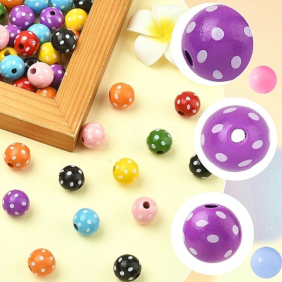 80Pcs 8 Colors Dyed Natural Wooden Beads WOOD-YW0001-90-1