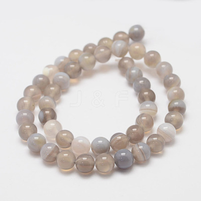 Natural Striped Agate/Banded Agate Bead Strands G-K155-D-8mm-02-1