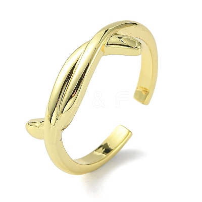 Rack Plating Brass Knot Open Cuff Ring RJEW-K243-02G-1