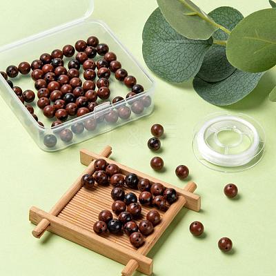 100Pcs 8mm Natural Mahogany Obsidian Round Beads DIY-LS0002-03-1