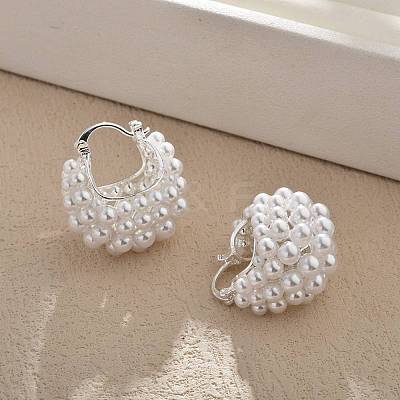 Brass ABC Plastic Imitation Pearl Basket Hoop Earrings EJEW-S270-08S-1