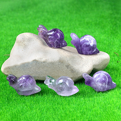 Natural Amethyst Carved Healing Snail Figurines PW-WG23180-15-1