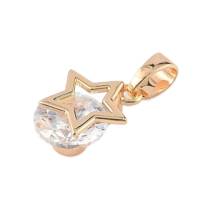 Brass Micro Pave Cubic Zirconia Pendants KK-E795-03KCG-02-1