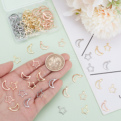 120Pcs 6 Styles 304 Stainless Steel Open Pendants STAS-WR0001-19C-1