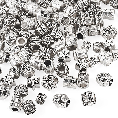 100Pcs 10 Styles Tibetan Style Alloy European Beads FIND-PJ0001-36-1