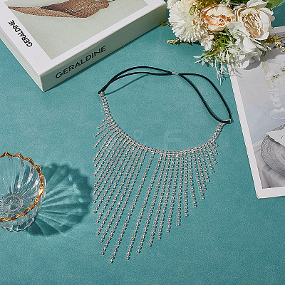 Alloy Rhinestone & Polyester Head Chain AJEW-WH20072-21P-1