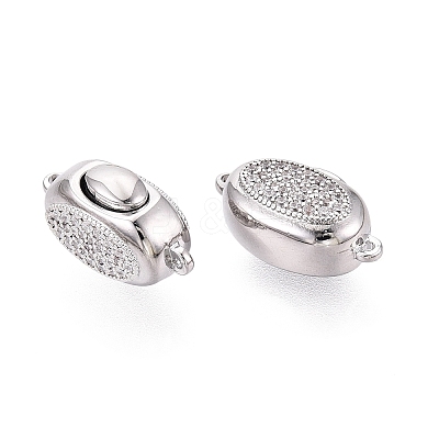 Brass Micro Pave Clear Cubic Zirconia Box Clasps KK-Q074-06P-1