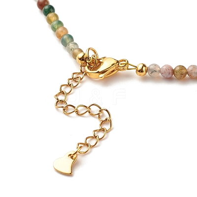 Natural Indian Agate Beaded Necklaces for Women NJEW-JN03789-03-1