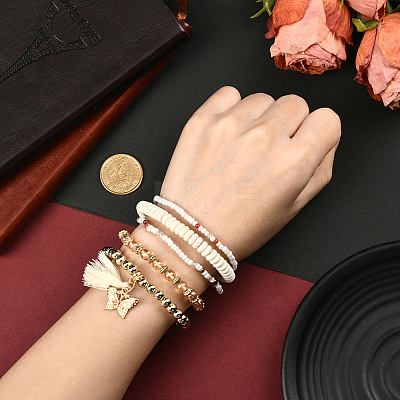 1 Set Bohemian Vacation Style Glass Beaded Stackable Stretch Bracelets Set for Women BJEW-SP0001-13-1