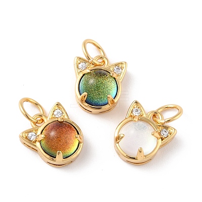 Brass Cubic Zirconia Charms ZIRC-H122-05G-1