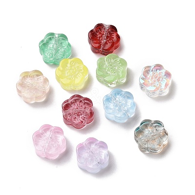 Transparent Spray Painted Glass Beads X-GLAA-I050-02-1