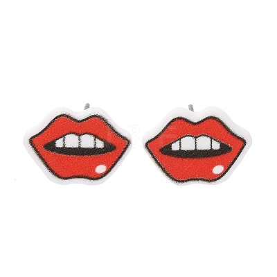 Wood Stud Earrings EJEW-M063-01F-1