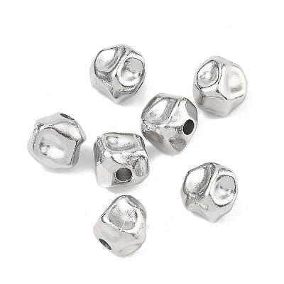 Hammered 304 Stainless Steel Beads STAS-B127-01P-08-1