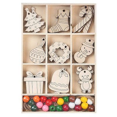 Christmas theme DIY Wood Pendants LS-WOOD-S063-01D-1