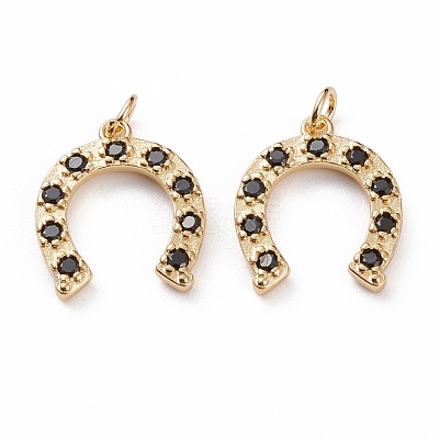 Brass Micro Pave Black Cubic Zirconia Pendants KK-C100-14G-1