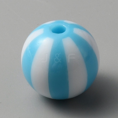 Opaque Acrylic Striped Beads SACR-WH0009-10A-1