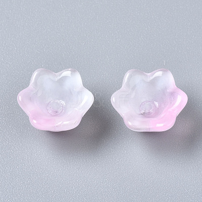 Transparent Two Tone Spray Painted Glass Beads GLAA-Q089-002B-008-1