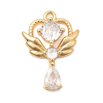 Brass Micro Pave Clear Cubic Zirconia Pendants KK-F916-34G-1
