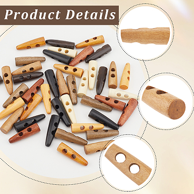 48Pcs 8 Colors 2-Hole Wood Buttons WOOD-GF0002-35A-1