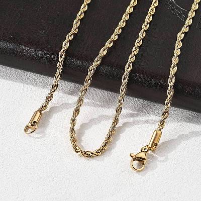 Ion Plating(IP) 304 Stainless Steel Rope Chain Necklaces STAS-M174-009G-1