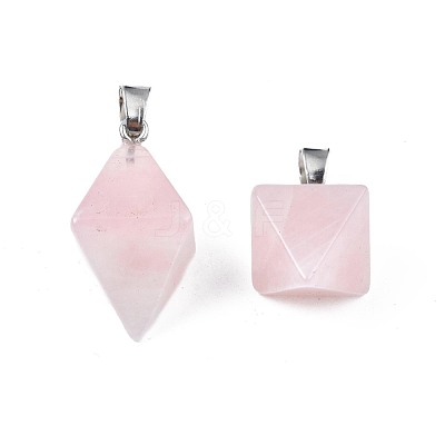Natural Rose Quartz Pendants G-N326-107A-1