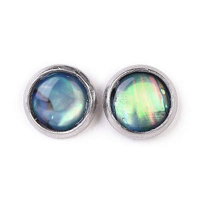 Natural Abalone Shell/Paua Shell Stud Earrings EJEW-JE03213-1