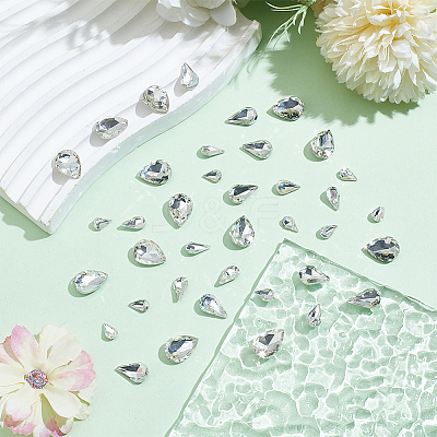 220Pcs 4 Style Glass Rhinestone Cabochons GLAA-FG0001-12-1