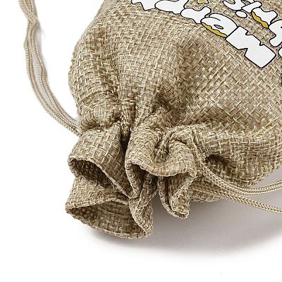 Christmas Printed Burlap Packing Pouches Drawstring Bags ABAG-Q053-02A-03-1