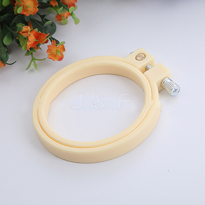 Adjustable ABS Plastic Flat Round Embroidery Hoops TOOL-PW0003-017C-1