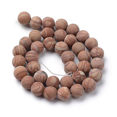 Natural Wood Lace Stone Wooden Jasper Round Bead Strands G-T055-8mm-06-1