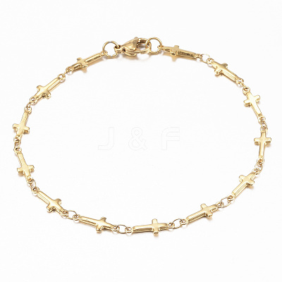 304 Stainless Steel Cross Link Chain Jewelry Sets SJEW-H103-11G-1