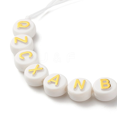 Acrylic Flat Round with Letters Braided Bead Bracelet for Women BJEW-JB07571-01-1
