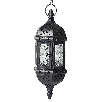 Lantern Shape Iron Hanging Candlestick with Glass Candleholde PW-WG71407-02-1