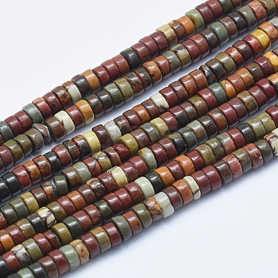 Natural Polychrome Jasper/Picasso Stone/Picasso Jasper Beads Strands G-E444-44-4mm-1