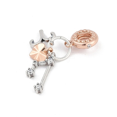 Brass Pendants with Cubic Zirconia European Beads LS-KK-Q015-01C-1