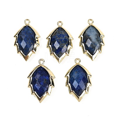 Natural Dyed Lapis Lazuli Faceted Leaf Pendants G-I375-04G-03-1