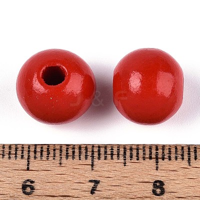Spray Painted Round Natural Schima Wood Beads WOOD-A018-12mm-07-1