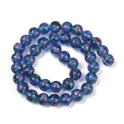 Handmade Glod Sand Lampwork Beads Strands LAMP-B028-03I-10mm-1