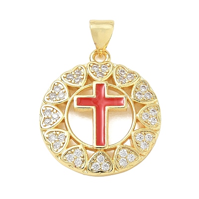 Religion Cross Brass Micro Pave Clear Cubic Zirconia Pendants CU-CBA83A6-03C-G03-1