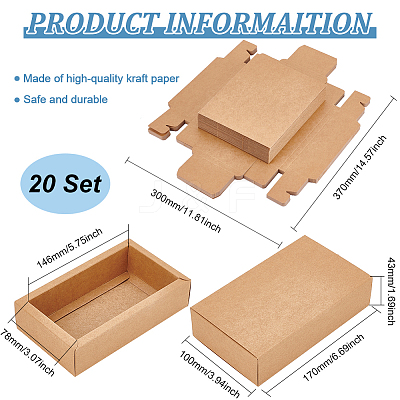 Kraft Paper Storage Gift Drawer Boxes CON-WH0095-56C-1