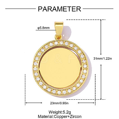 Brass Micro Pave Clear Cubic Zirconia Pendants CU-A26-06-01-44G-1