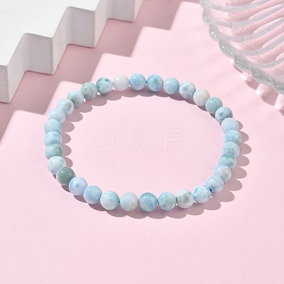 Round Natural Hemimorphite Beaded Stretch Bracelets for Men Women BJEW-B136-01A-1