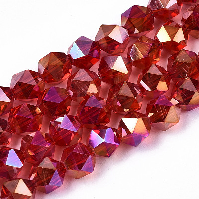 Electroplate Transparent Glass Beads Strands X-EGLA-T019-06Q-1